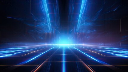 Abstract futuristic background with glowing neon grids and lines