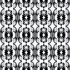Abstract op art seamless pattern. Decorative black and white optical illusion texture background. 3D illusion. Vector illustration. 