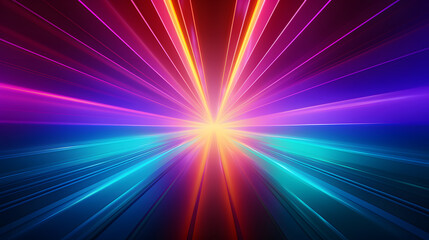 Fototapeta premium Bright colorful neon rays and glowing lines poster background