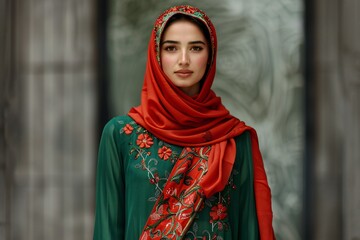 Portrait of a beautiful young muslim woman with traditional clothing