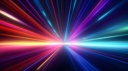 Fototapeta premium Bright colorful neon rays and glowing lines poster background
