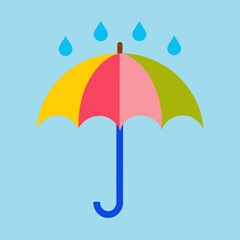 Umbrella and rain drops vector illustration.