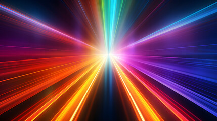 Bright colorful neon rays and glowing lines poster background