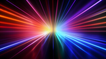 Bright colorful neon rays and glowing lines poster background