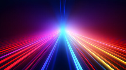 Fototapeta premium Bright colorful neon rays and glowing lines poster background