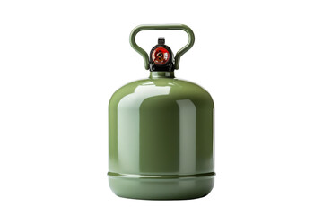 Create a 3D rendering of a green propane tank with a red gauge