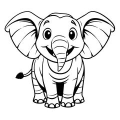 Obraz premium Happy Elephant Vector - Joyful Elephant Expression, Cute Safari Animal Illustration, Friendly Cartoon Design