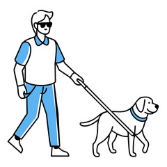 Visually Impaired Navigation Vector - Smart Guide Dog Assistance, Accessibility in Daily Life, Independent Living Illustration