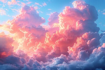 Colorful dramatic sky with cloud at sunset or sunrise,  Nature background