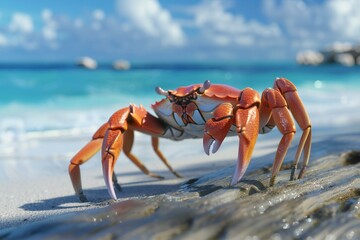 Red crab on the beach, Seychelles, Mahe