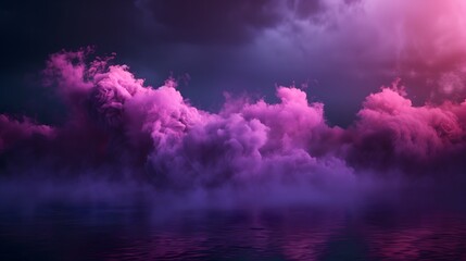 Fototapeta premium a dark canvas, broken only by a focused spotlight. Suddenly, billows of magenta smoke engulf the frame, unveiling our product in a captivating and unforgettable moment.