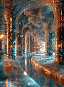 Mystical Glowing Trees in a Crystal Cavern
