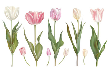 Elegant Collection of Tulips Transparent background