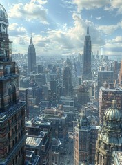 Naklejka premium A Breathtakingä¿¯çž°çž° of the City Skyline with Toweringæ‘©å¤©å¤§åŽ¦s