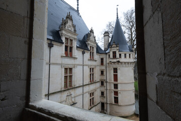 Renaissance castle of  Azay-Le-Rideau, France. Built in the 16th century and enlarged in the 19th...