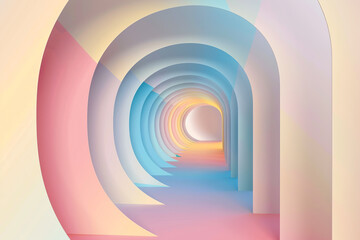 arch, endless tunnel, layered paper shape, vibrant, gradient decorative element, colorful and bright colors, spiral waves