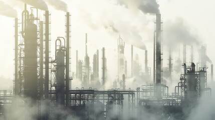 Pipes and smokestacks of an industrial complex