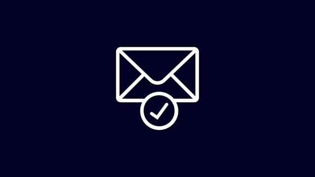 Message icon isolated and check mark icon. email animation with green check mark animation.