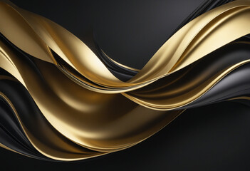 Abstract Wave Design in Luxurious Gold and Black Palette