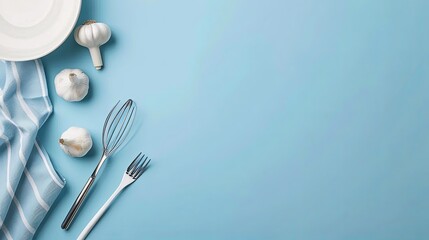 blue banner cooking vibe with copy space