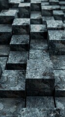 Dark 3D concrete cubes background