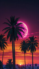 Obraz premium Tropical Urban Skyline Downtown Vacation Night