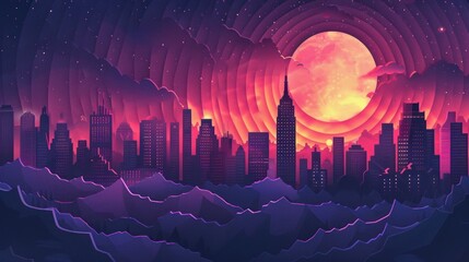 A digital painting of a cyberpunk city.