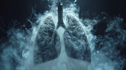 Human lungs are completely filled with pollution smoke and smoking, lung pollution, second-hand smoke, smoking ban, industrial pollution, air pollution, organ pollution, World Environment Day, environ