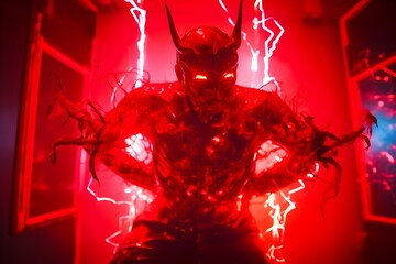 Electrifying Disco Art: A Devilish Take on Vibrant Nightlife