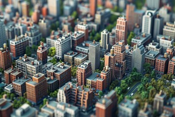 Tilt-shift photography of a miniature city