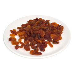 sweet delicious raisins in a plate isolated transparent