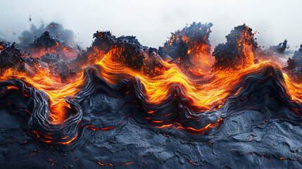 Isolated Molten Lava on White Background