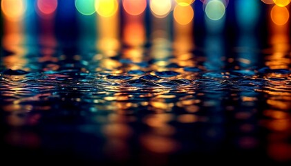 Colorful Water Reflections with Bokeh-Serene Abstract Background