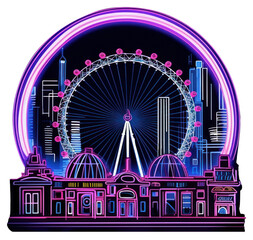 Fototapeta premium PNG Illustration london neon rim light purple line blue.