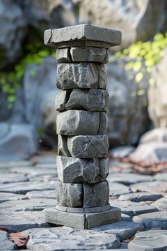 A stone pillar stands on a stone platform
