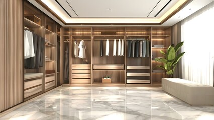 Contemporary D Wardrobe Design Featuring Wooden Materials and Marble Flooring. Concept Contemporary Design, Wooden Materials, Marble Flooring, D Wardrobe, Interior Design