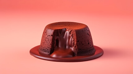 Close-up shot of a decadent chocolate lava cake