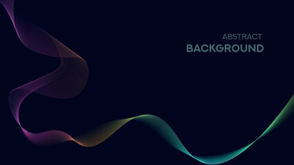 Flowing wave lines abstract background isolated on dark background for technology, digital, communication concept. Vector illustraction