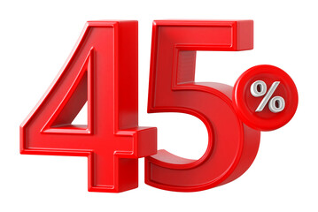 45 percent discount red 3d render