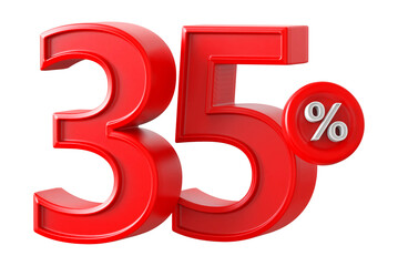 35 percent discount red 3d render