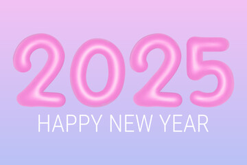 Happy New 2025 Year. Holiday vector illustration of 3d pink numbers 2025 and text