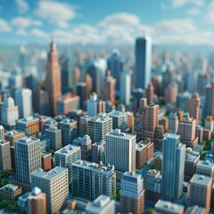 Obraz premium A miniature model of a city with many skyscrapers and buildings