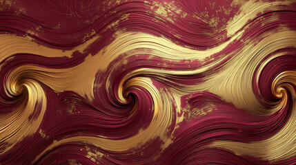 An elegant and bold abstract image featuring deep red and striking gold swirls for a luxurious feel