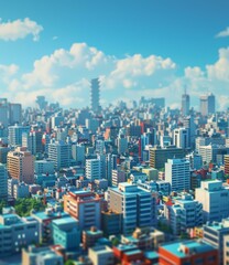 Obraz premium A Small City with Blue Sky