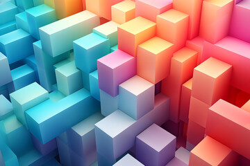 Obraz premium Colorful geometric background with cubes and layers pattern, vibrant, gradient decorative element