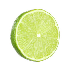 Half of fresh green ripe lime isolated on white