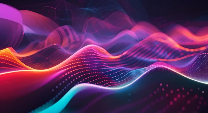 This captivating image showcases a dynamic visualization of the Doppler effect where the distortion and interaction of sound waves with moving objects is expressed through a vibrant abstract color