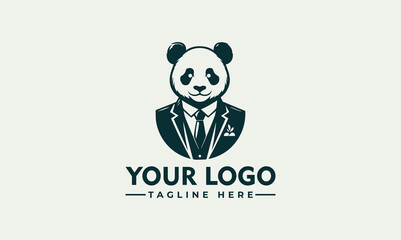 Panda Gentleman vector logo charming panda character dressed in a dapper suit stylized illustration of a panda dressed in a refined and elegant manner
