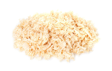 Pile of natural sawdust isolated on white