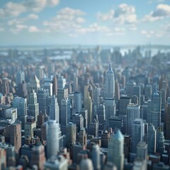 Obraz premium A miniature model of a city with skyscrapers and an urban landscape.